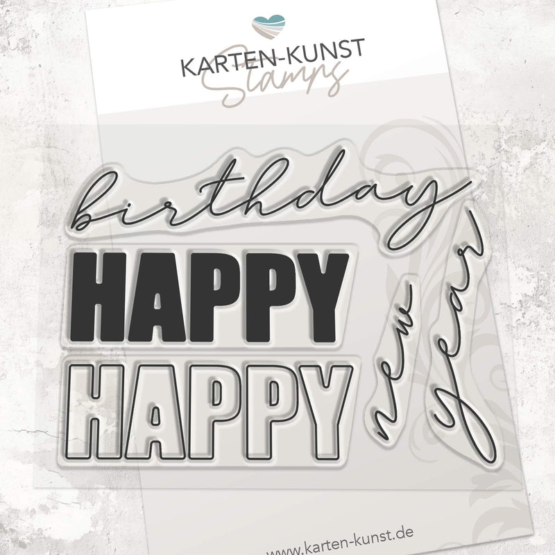 Karten-Kunst Clear Stamps KK-0205 - Mega Happy Birthday / New Year