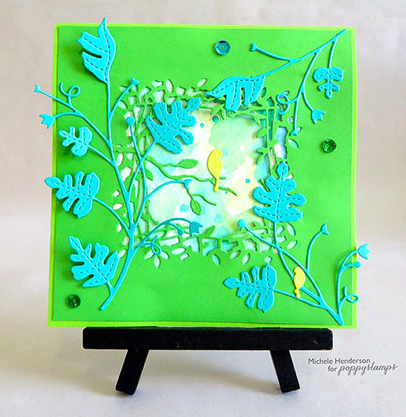 Karte von Poppy Stamps: Leaf Window