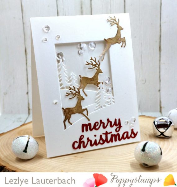 Karte von Poppy Stamps: Prancing Christmas Deer