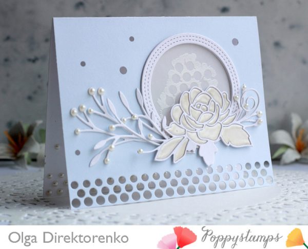 Karte von Poppy Stamps: Rose and Pearls