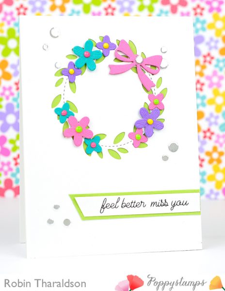 Karte von Poppy Stamps: Spring Wreath by Robin Tharaldson