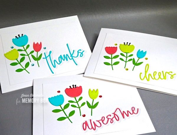 Karte von Memory Box: Layered Tulip, Layered Poppy, Layered Rose