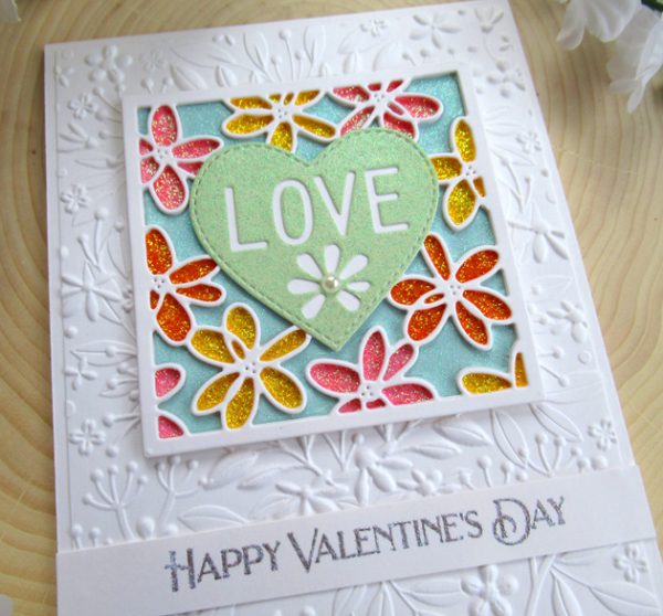 Karte von Poppy Stamps: Scribble Daisy Heart Frame