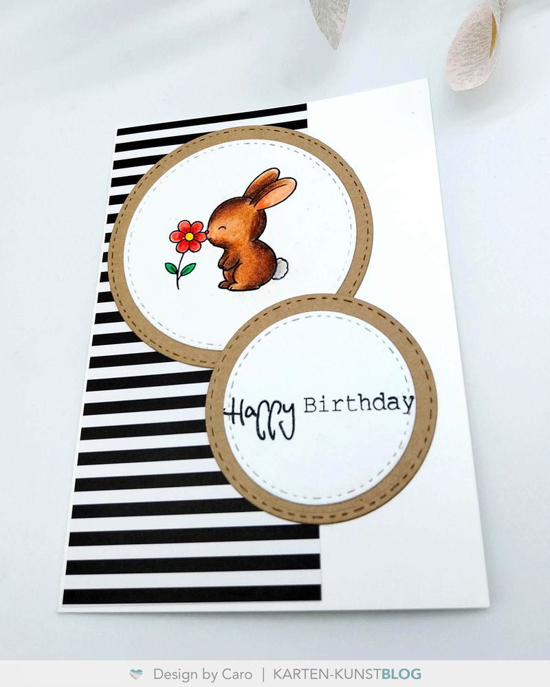 Happy Birthday mit Häschen – Geburtstagskarte nach #KKSkizze002