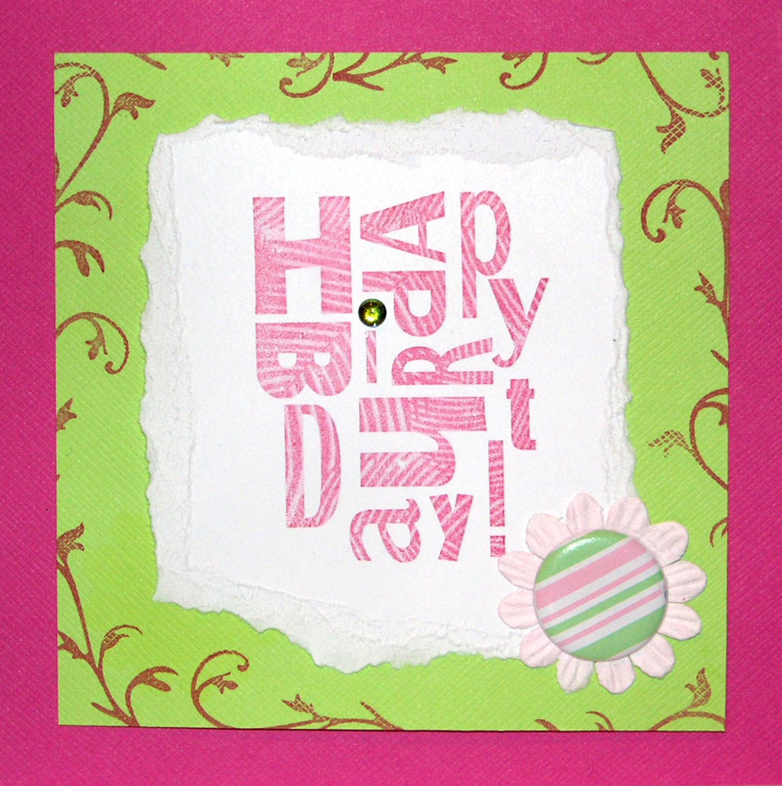 Happy Birthday in pink-grün