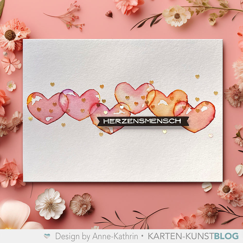 Karten-Kunst Quick Card Friday #74 - Colorierte Herzen