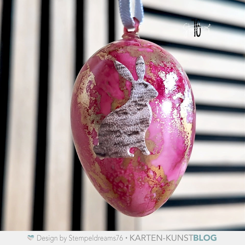 Ostereier dekorieren mit Alcohol Inks und Stanzschablonen