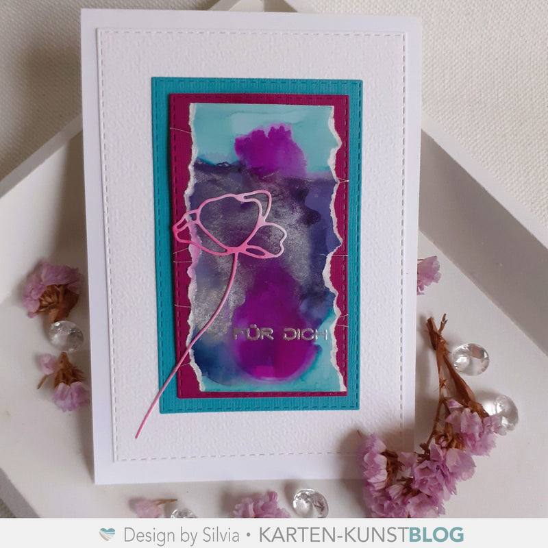 Alcohol Ink Woche! Edle Mohnblumen-Karte