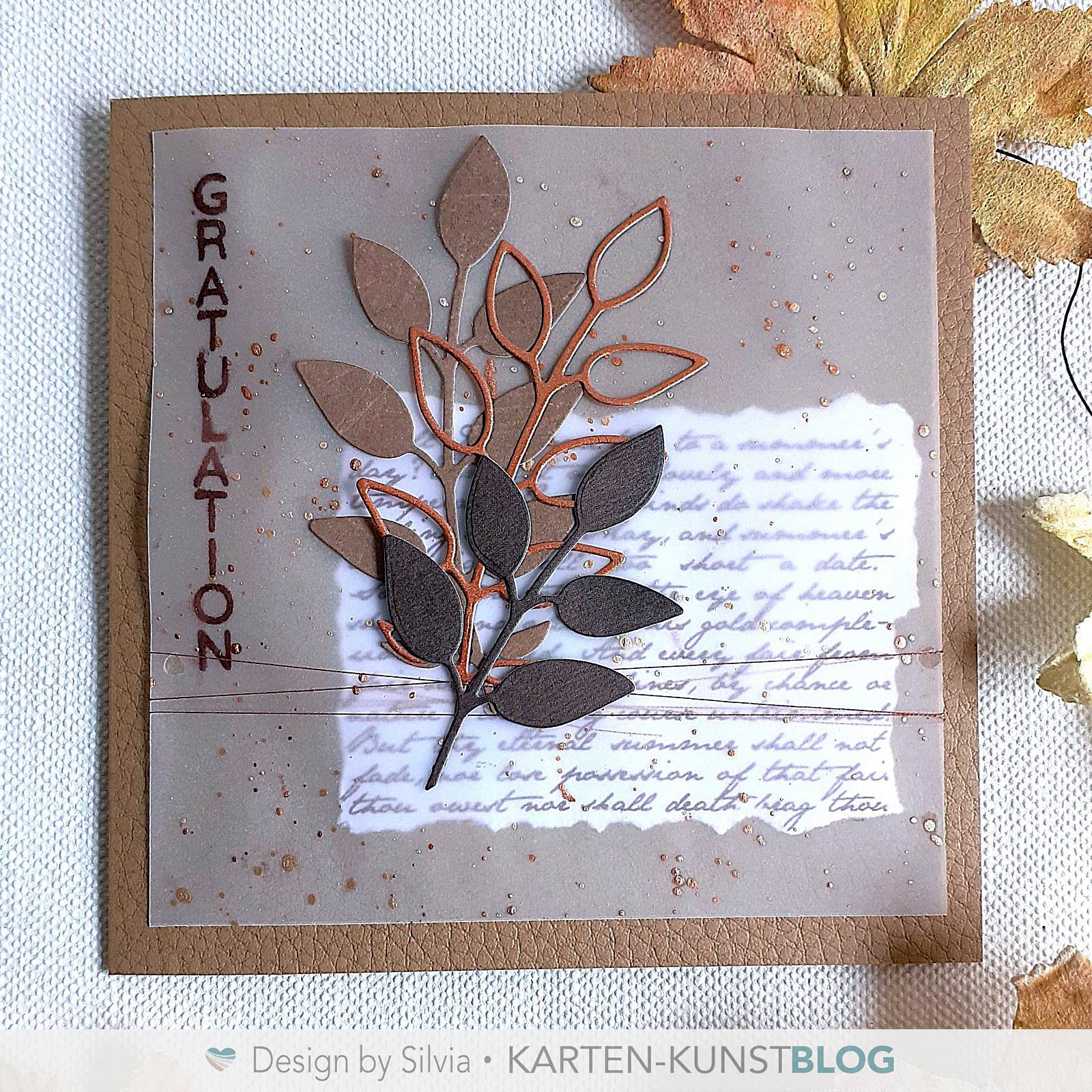 Monochrome Karte mit Ash Leaf & Script Background
