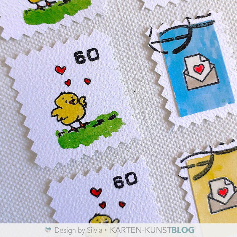 Briefmarken selbst kreiert - kleine Kunstwerke zum Tauschen