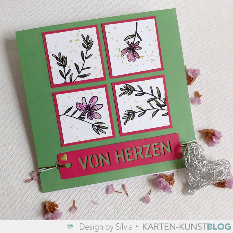 Karte mit zarten Blüten nach #KKSkizze015