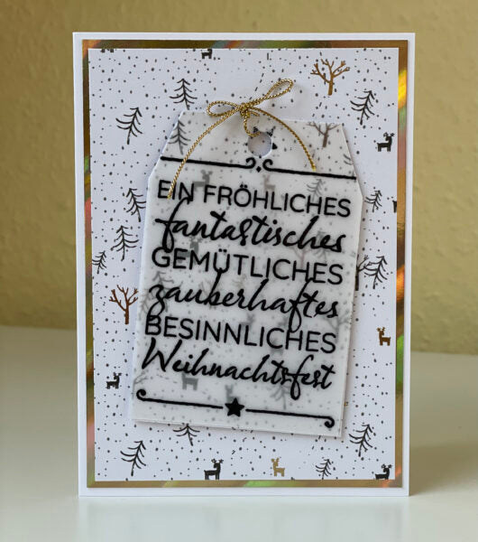 Schnelle Weihnachtskarte 3 - Motivpapier als Tag