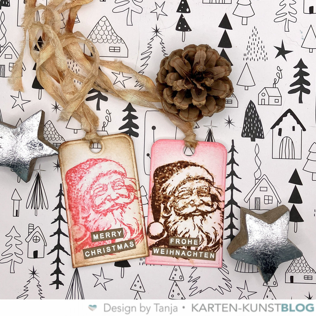 Vintage Santa Tag-Duo