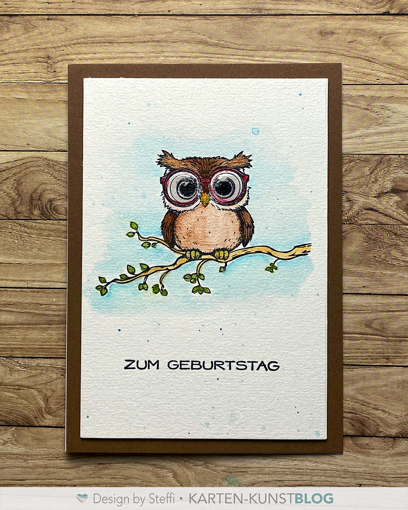 Geburtstags-Eule mit Aquarell