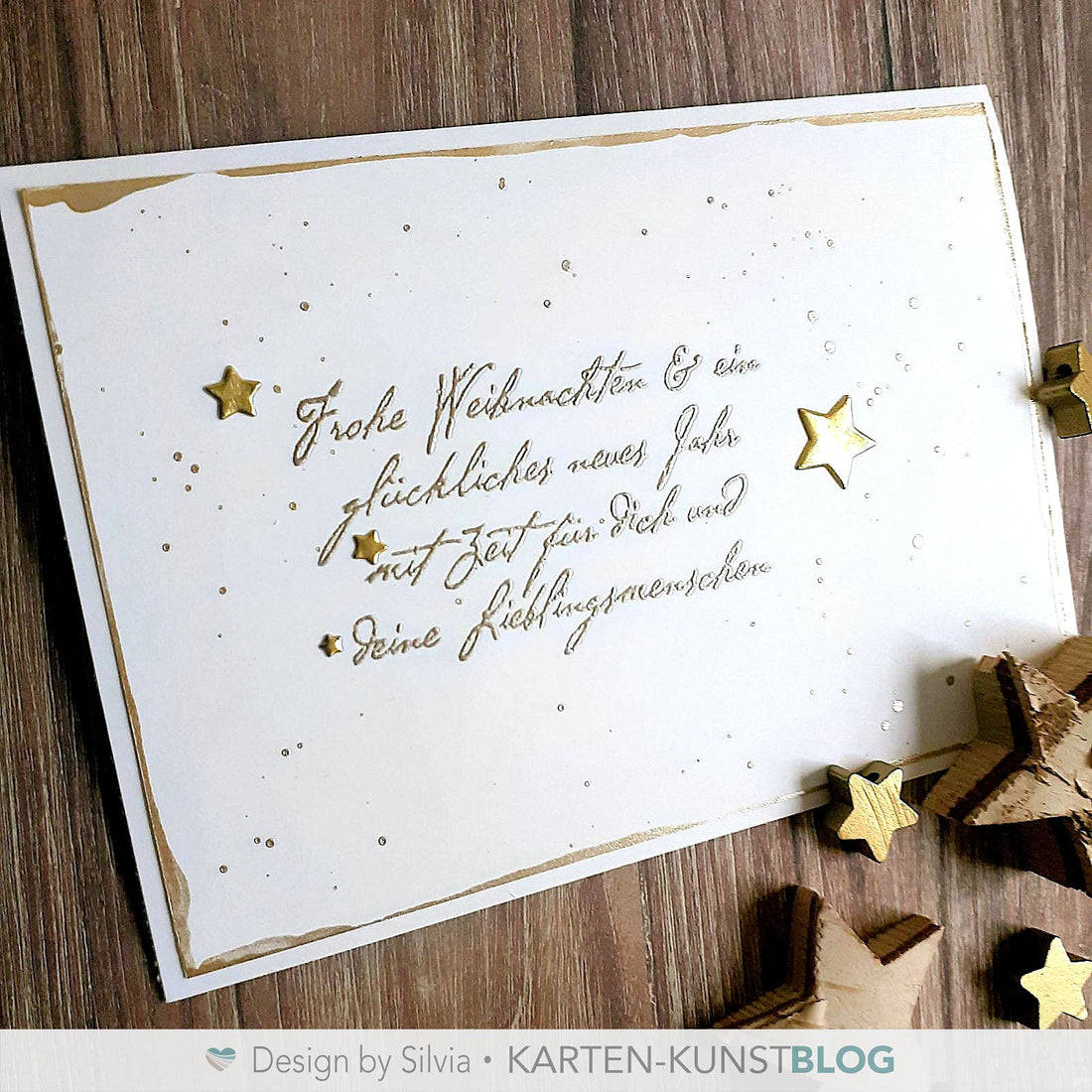 Edle Weihnachtskarte mit "handgeschriebenem" Spruch