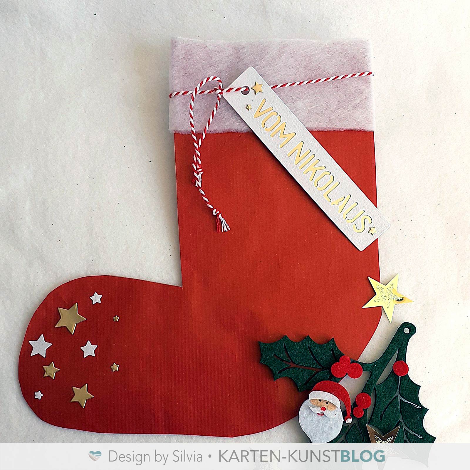Upcycling-Nikolausstiefel mit Tag