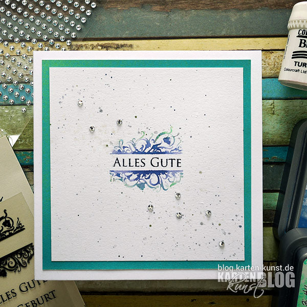 Karten Kunst Quick Card Friday #03 - mit Rock'n'Roll-Stempeltechnik