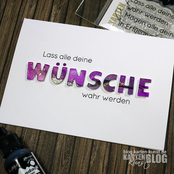 Karten-Kunst Quick Card Friday #04 – Alcohol Inks für Wünsche