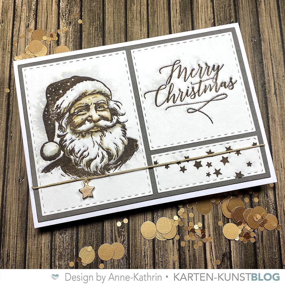 Karten-Kunst Weihnachtsmann Shabby Chic Technik mit Distress Oxide Stempelkissen