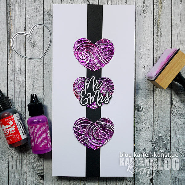 Karten-Kunst Quick Card Friday #14 – Alufolien-Herzen