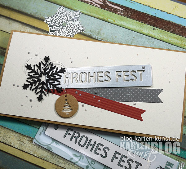 Karten-Kunst Quick Card Friday #27 – Stencil Tag Frohes Fest aus dem neuen Stanzen-Release