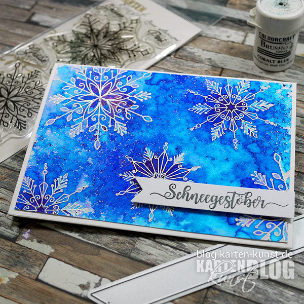 Karten-Kunst Quick Card Friday #31 - Schneegestöber mit Brusho-Farben