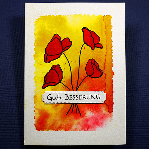 Gute Besserungs-Karte mit Acrylblock-Hintergrund