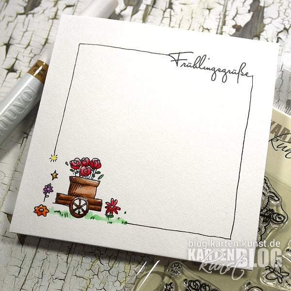 Karten-Kunst Quick Card Friday #54 - Schnelle Aquarellcolorierung mit Nuvo Aqua Flow-Stiften