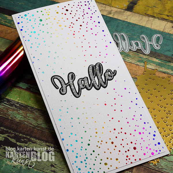 Karten-Kunst Hot Foil Tuesday #27 – Hallo mit buntem Konfetti