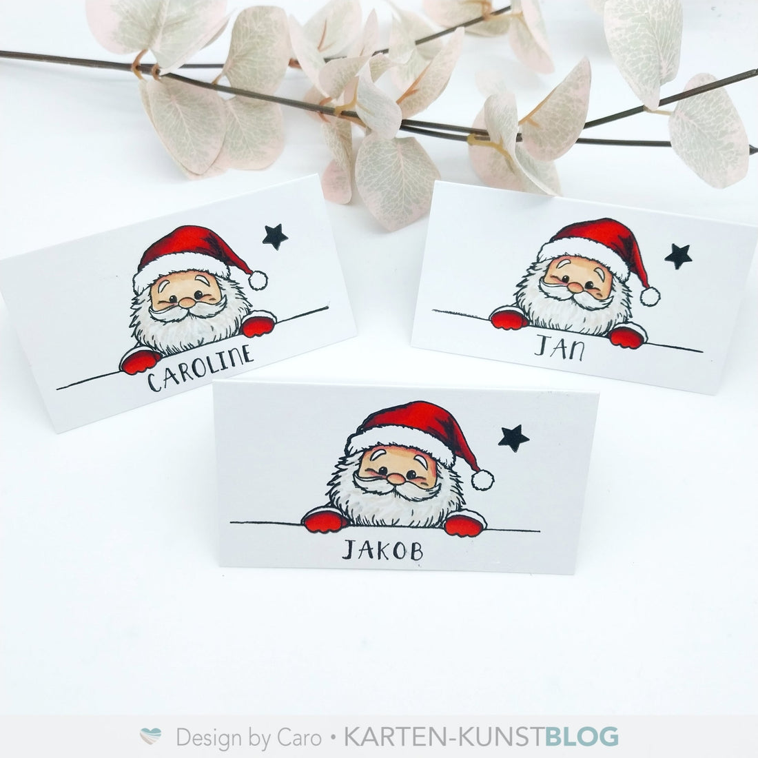 Weihnachtliche Tischkärtchen mit Weihnachtsmann