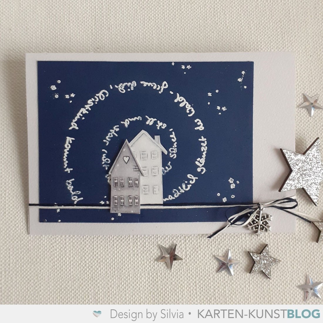 Leise rieselt der Schnee: Winterliche Grußkarte mit Spiral-Text