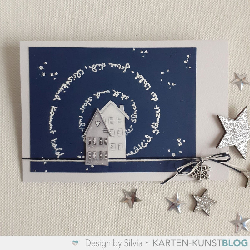 Leise rieselt der Schnee: Winterliche Grußkarte mit Spiral-Text