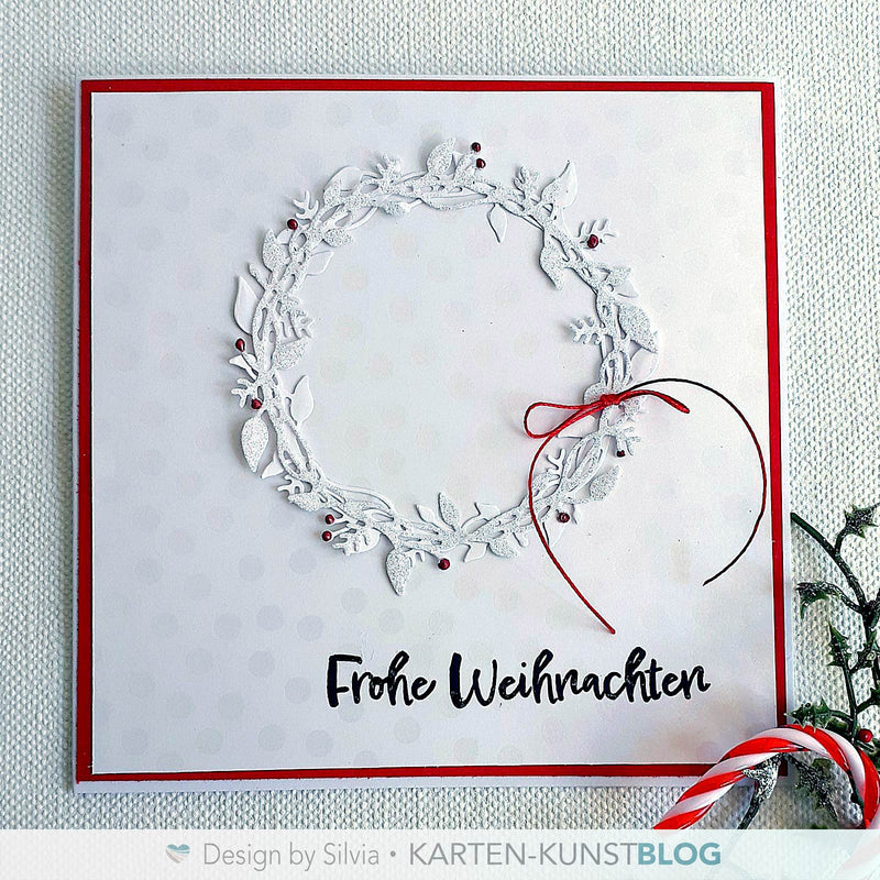 Weihnachtskarte mit Glitzerkranz