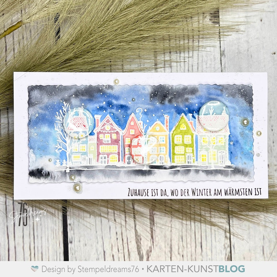 Winterhäuser mit Button-Highlights