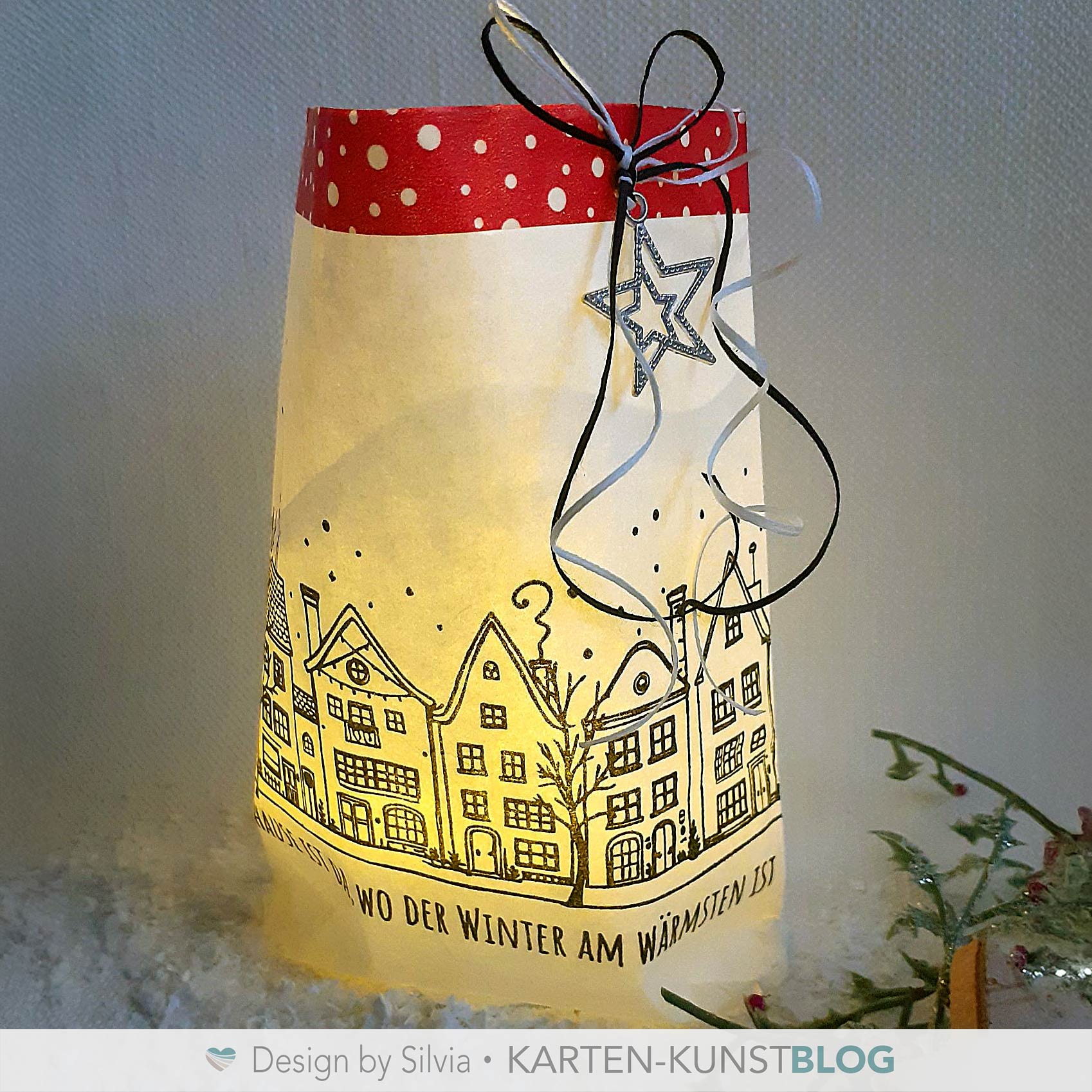 Winterliches Licht mit Häuschen-Stempeln