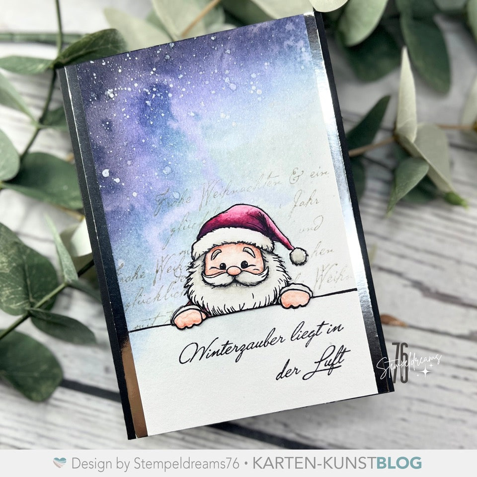 Wintergrüße mit Glanz und Weihnachtsmann