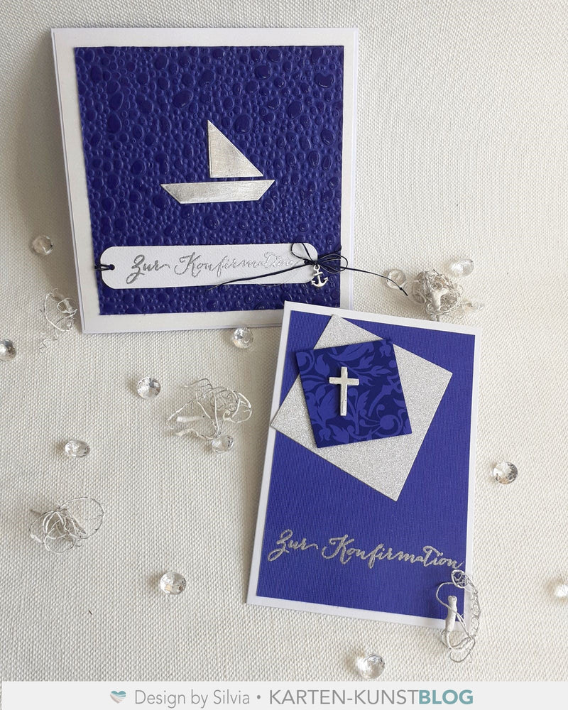 Zwei Konfirmationskarten mit den Card Designer Squares – Kreativ mit nur einem Stanzenset!