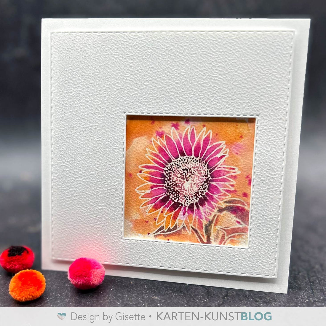 Scribble Sunflowers klar embossed in Aquarellfarben