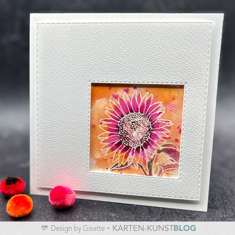 Scribble Sunflowers klar embossed in Aquarellfarben