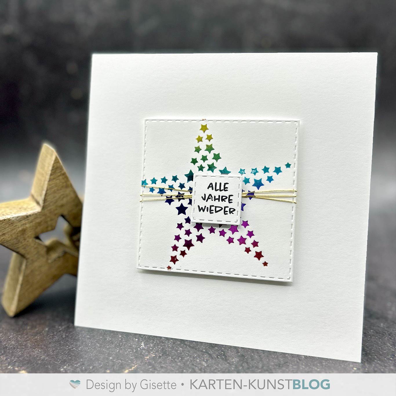 Bunte Weihnachtskarte mit Star of Stars Hot Foil