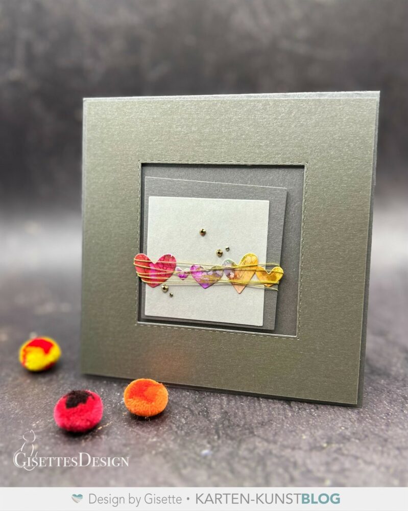Alcohol Ink Woche! Leuchtende Herzen im Rahmen