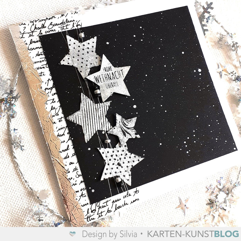 Shabby Chic Weihnachtskarte: Sterne mit Gilding Flakes