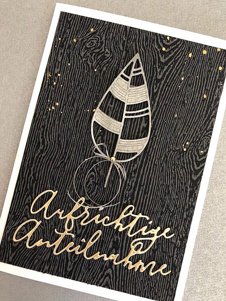 Karten-Kunst Stanzschablone kk-D116 - Elegant Script Aufrichtige Anteilnahme