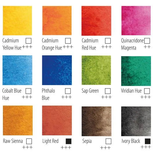 Vaessen Creative Aquarellfarben-Set Basis 12 Farben