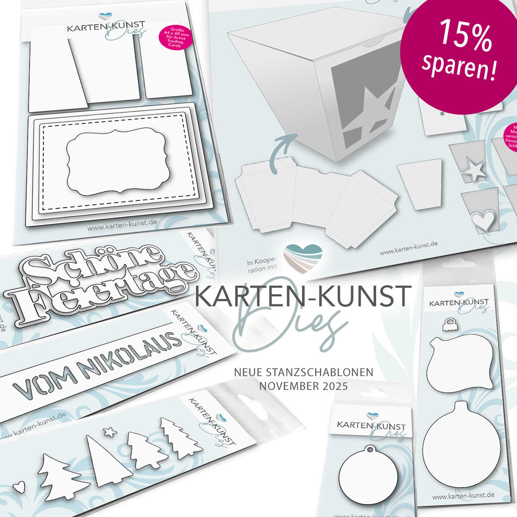 Alle neuen Karten-Kunst Stanzschablonen in einem festlichen Bundle - mit 15% Rabatt!