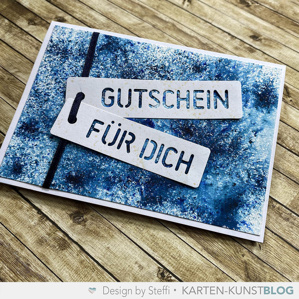 Karten-Kunst Stanzschablone kk-D148 - Stencil Tag Gutschein