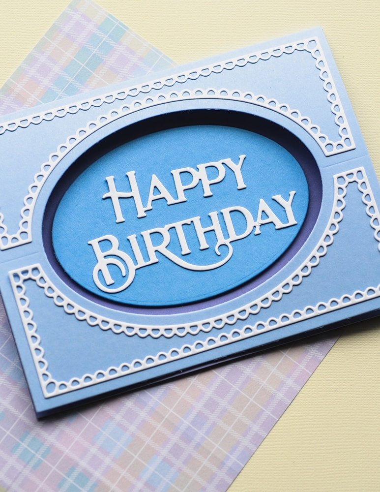 Poppy Stamps Stanzschablone - Happy Birthday Poe Script