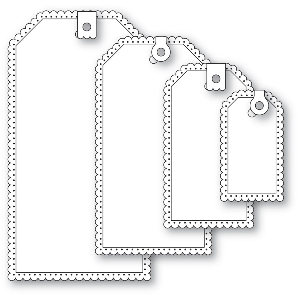 Poppy Stamps Stanzschablone - 2740 Scalloped Pinpoint Tags