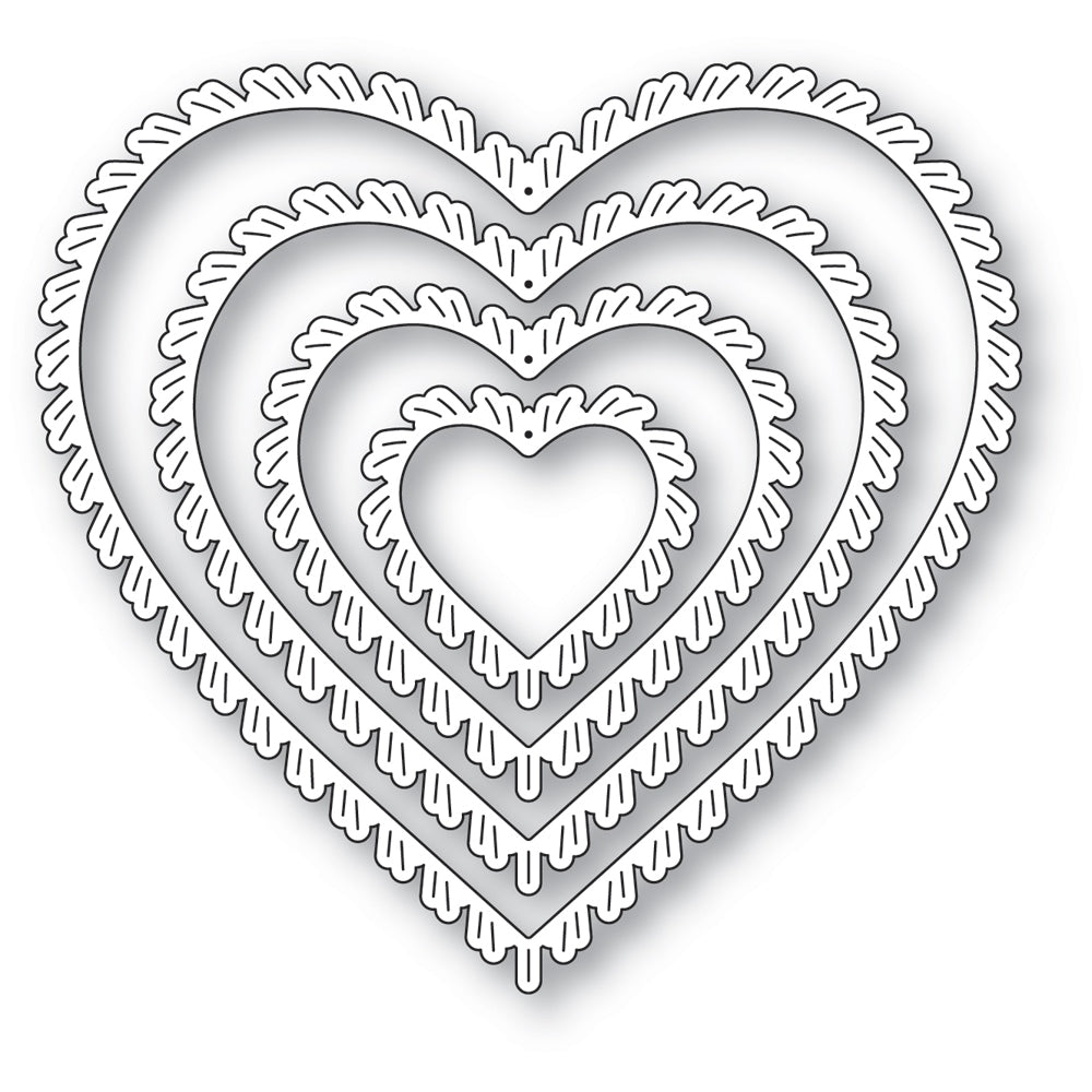 Poppy Stamps Stanzschablone - 2777 Fringed Heart Frames