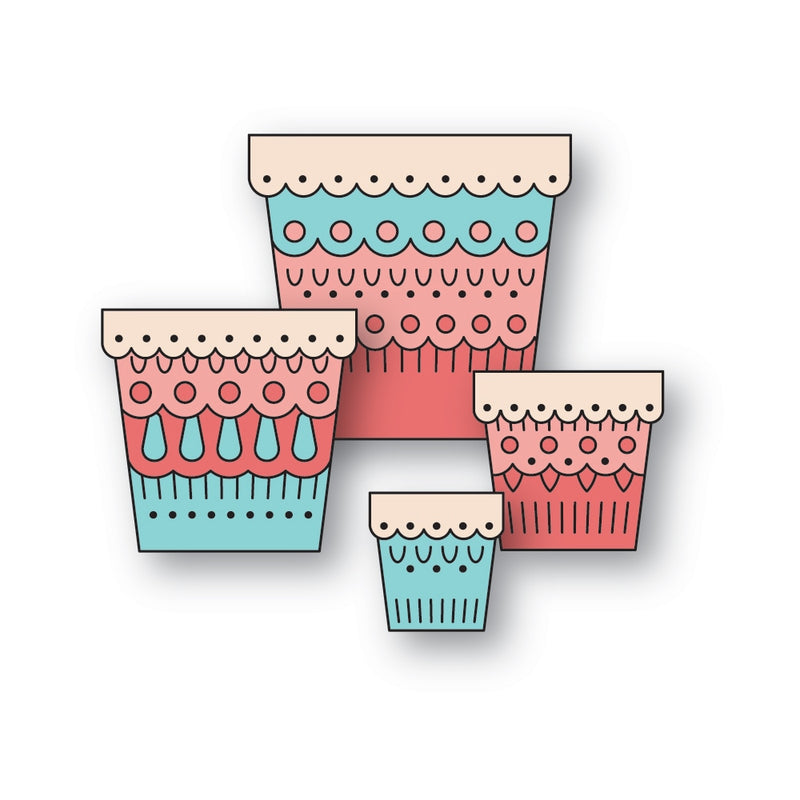 Poppy Stamps Stanzschablone - 2782 Nordic Scalloped Flower Pots
